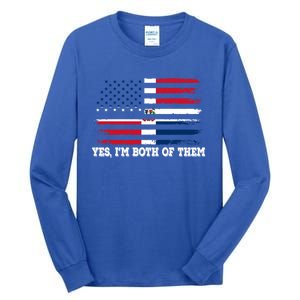 Yes Im Both Of Them American Dominican Republic Flag Meaningful Gift Tall Long Sleeve T-Shirt