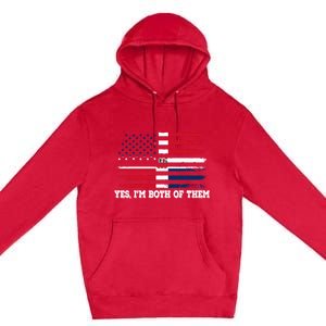 Yes Im Both Of Them American Dominican Republic Flag Meaningful Gift Premium Pullover Hoodie