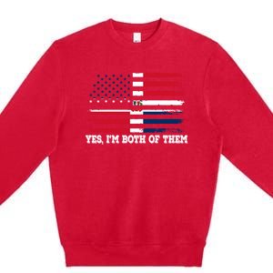 Yes Im Both Of Them American Dominican Republic Flag Meaningful Gift Premium Crewneck Sweatshirt