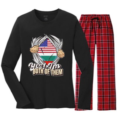 Yes! IM Both Of Them Dual Citizenship Bulgaria Women's Long Sleeve Flannel Pajama Set 