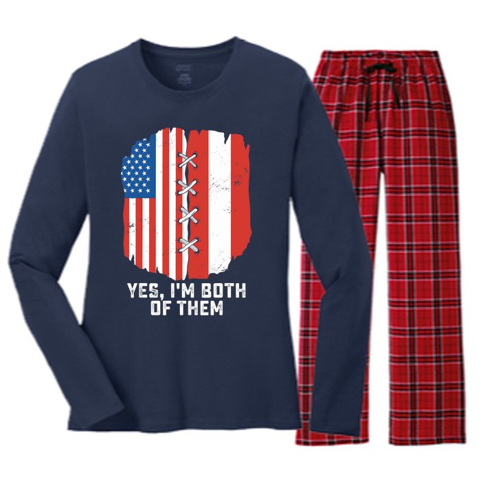 Yes, I'm Both Of Them Half American Half Peruvian Heritage Women's Long Sleeve Flannel Pajama Set 