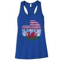 Yes IM Both Of Them Usa And Wales Flag Vintage Welsh Gift Women's Racerback Tank