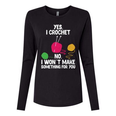 Yes I Crochet Cute Yarn Lovers Crocheting Gift Womens Cotton Relaxed Long Sleeve T-Shirt