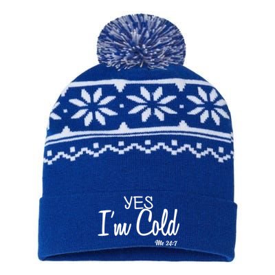 Yes I'm Cold Me 24 7 Funny Quote Gift USA-Made Snowflake Beanie