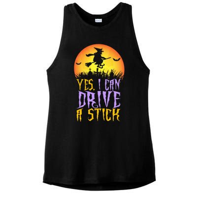 Yes I Can Drive A Stick Witch Funny Halloween Ladies PosiCharge Tri-Blend Wicking Tank