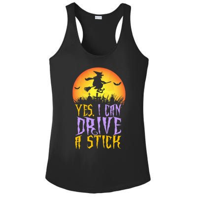 Yes I Can Drive A Stick Witch Funny Halloween Ladies PosiCharge Competitor Racerback Tank