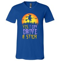 Yes I Can Drive A Stick Witch Funny Halloween V-Neck T-Shirt