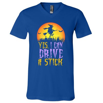 Yes I Can Drive A Stick Witch Funny Halloween V-Neck T-Shirt