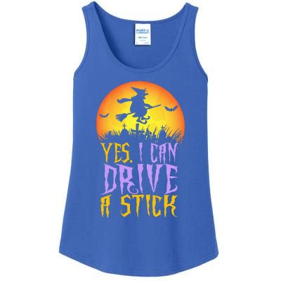 Yes I Can Drive A Stick Witch Funny Halloween Ladies Essential Tank