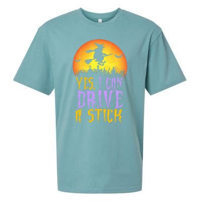 Yes I Can Drive A Stick Witch Funny Halloween Sueded Cloud Jersey T-Shirt