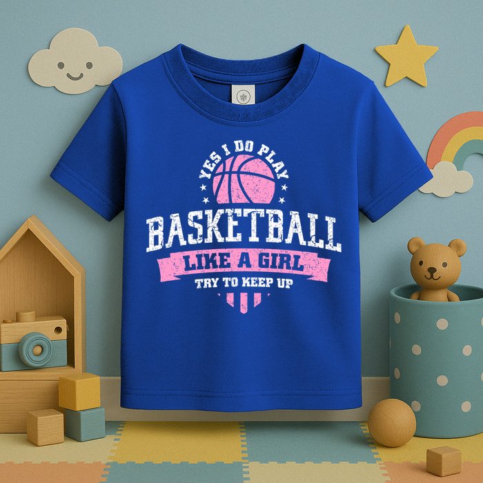 Yes I Do Play Basketball Like A Girl Try To Keep Up Great Gift Toddler T-Shirt