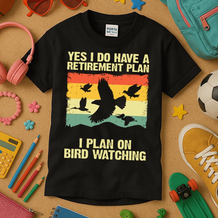 Yes I Do Have A Retirement Plan I Plan On Bird Watching Kids T-Shirt