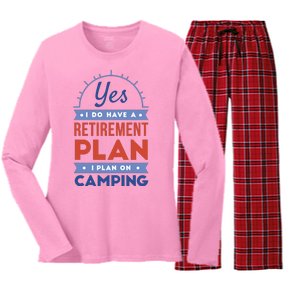 Yes I Do Have A Retirement Plan I Plan On Camping Women's Long Sleeve Flannel Pajama Set 