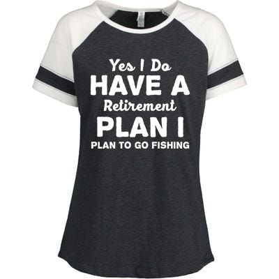 Yes I Do Have A Retirement Plan To Go Fishing Funny Enza Ladies Jersey Colorblock Tee