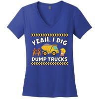 Yeah I Dig Dump Trucks Funny Bulldozer Excavator Tractor Gift Women's V-Neck T-Shirt