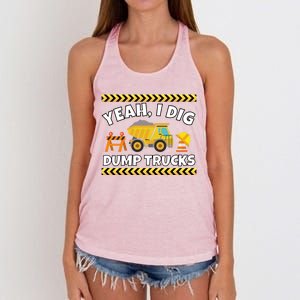 Yeah I Dig Dump Trucks Funny Bulldozer Excavator Tractor Gift Women's Knotted Racerback Tank