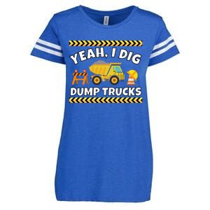 Yeah I Dig Dump Trucks Funny Bulldozer Excavator Tractor Gift Enza Ladies Jersey Football T-Shirt