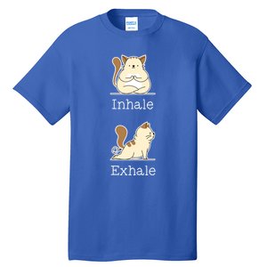 Yoga Inhale Exhale Cartoon Cat Yogi Fart Workout Humorous Gift Tall T-Shirt