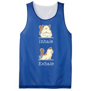 Yoga Inhale Exhale Cartoon Cat Yogi Fart Workout Humorous Gift Mesh Reversible Basketball Jersey Tank