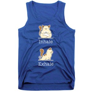 Yoga Inhale Exhale Cartoon Cat Yogi Fart Workout Humorous Gift Tank Top