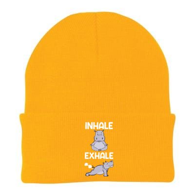 Yoga Inhale Exhale Funny Hippo Outfit Funny Gift Knit Cap Winter Beanie