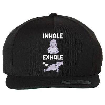 Yoga Inhale Exhale Funny Hippo Outfit Funny Gift Wool Snapback Cap