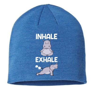 Yoga Inhale Exhale Funny Hippo Outfit Funny Gift Sustainable Beanie