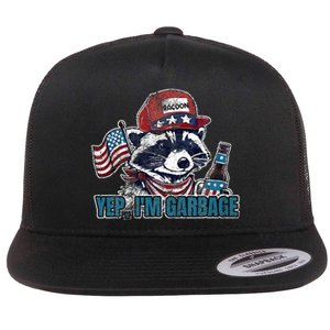 Yep IM Garbage Funny Political Raccoon Flat Bill Trucker Hat