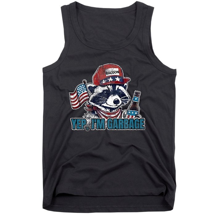 Yep IM Garbage Funny Political Raccoon Tank Top