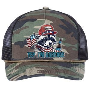 Yep IM Garbage Funny Political Raccoon Retro Rope Trucker Hat Cap