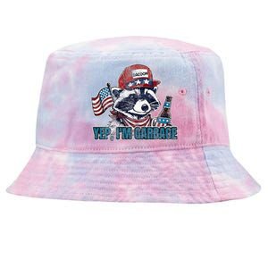 Yep IM Garbage Funny Political Raccoon Tie-Dyed Bucket Hat