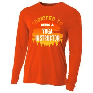 Yoga Instructor Gift Addicted To Yoga Instructor Funny Gift Cooling Performance Long Sleeve Crew