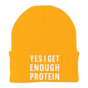 Yes I Get Enough Protein Funny Bodybuilder Muscle Building Knit Cap Winter Beanie