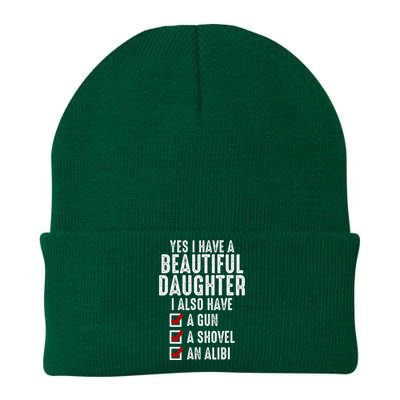 Yes I Have A Beautiful Daughters Sarcastic Dad Gifts Knit Cap Winter Beanie