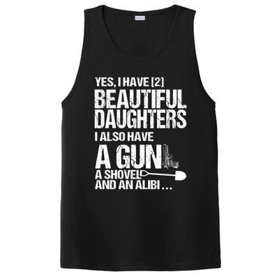 Yes I Have 2 Beautiful Daughters Father Dad Sarcastic Jokes Gift PosiCharge Competitor Tank