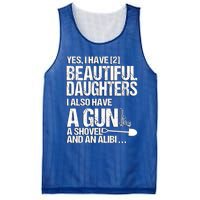 Yes I Have 2 Beautiful Daughters Father Dad Sarcastic Jokes Gift Mesh Reversible Basketball Jersey Tank