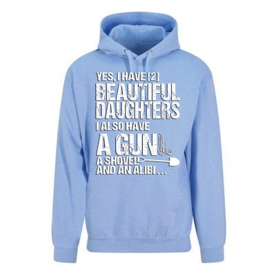 Yes I Have 2 Beautiful Daughters Father Dad Sarcastic Jokes Gift Unisex Surf Hoodie