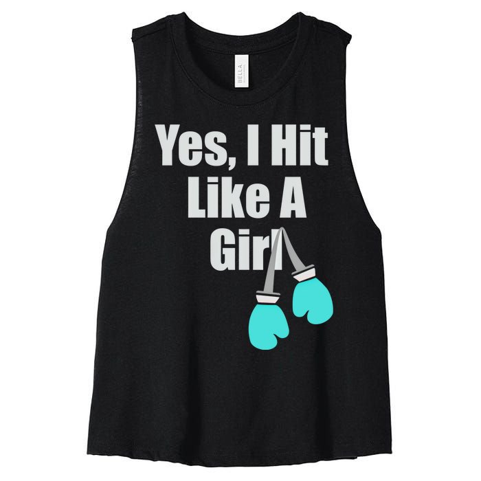 Yes I Hit Like A Funny Boxing Match Sports Gift Women's Racerback Cropped Tank