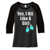 Yes I Hit Like A Funny Boxing Match Sports Gift Women's Tri-Blend 3/4-Sleeve Raglan Shirt