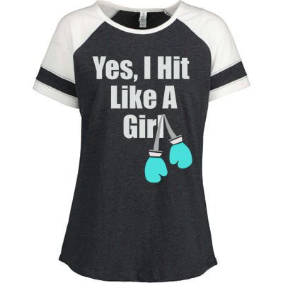 Yes I Hit Like A Funny Boxing Match Sports Gift Enza Ladies Jersey Colorblock Tee