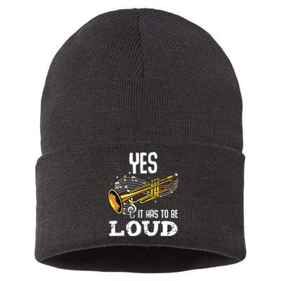 Yes It Has To Be That Loud Trumpeter Trumpet Brass Musician Sustainable Knit Beanie