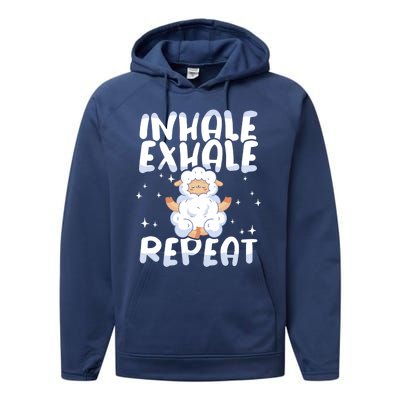 Yoga Instructor Inhale Exhale Repeat Meditation Yoga Gift Performance Fleece Hoodie