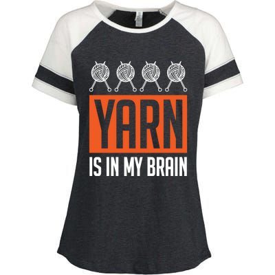 Yarn Is In My Brain Funny Crochet Gift Crocheting Lover Great Gift Enza Ladies Jersey Colorblock Tee