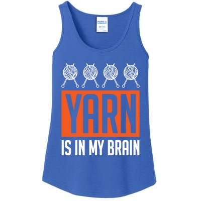 Yarn Is In My Brain Funny Crochet Gift Crocheting Lover Great Gift Ladies Essential Tank