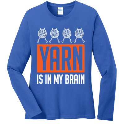 Yarn Is In My Brain Funny Crochet Gift Crocheting Lover Great Gift Ladies Long Sleeve Shirt