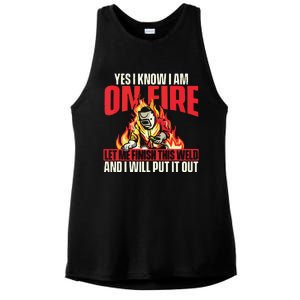 Yes I Know I Am On Fire Welder Welding Weld Iron Worker Ladies PosiCharge Tri-Blend Wicking Tank