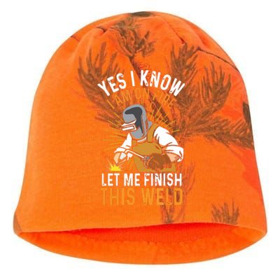 Yes I Know I'm On Fire Let Me Finish This Weld Funny Welder Premium Kati - Camo Knit Beanie