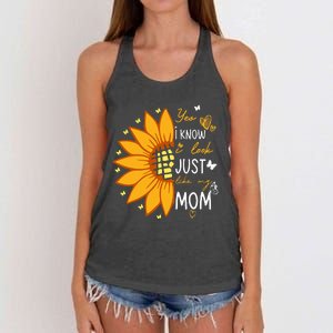 Yes I Know I Look Like My Mom Funny Daughter Mother's Day Women's Knotted Racerback Tank