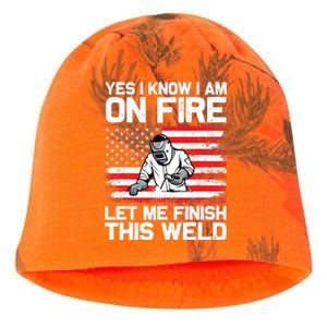 Yes I Know Im On Fire Let Me Finish This Weld Kati - Camo Knit Beanie