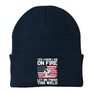 Yes I Know Im On Fire Let Me Finish This Weld Knit Cap Winter Beanie